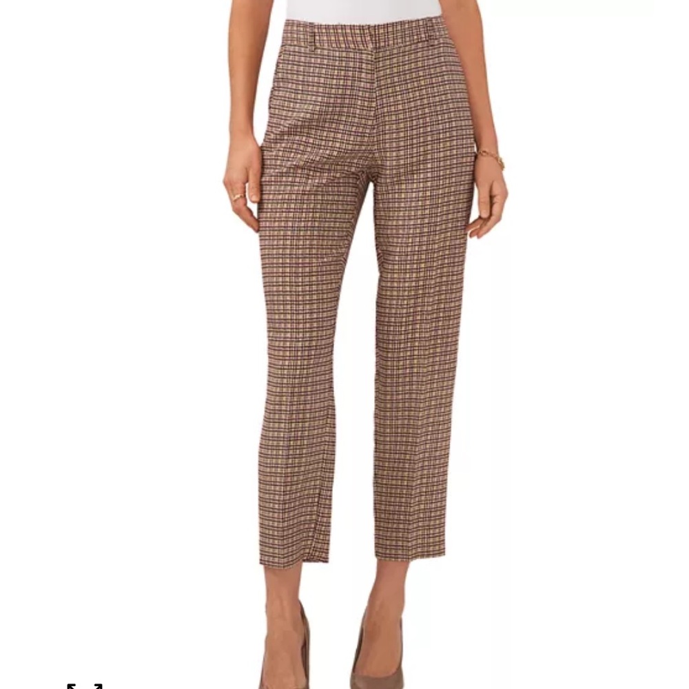 Vince Camuto Brown Plaid Cropped Ankle Pants